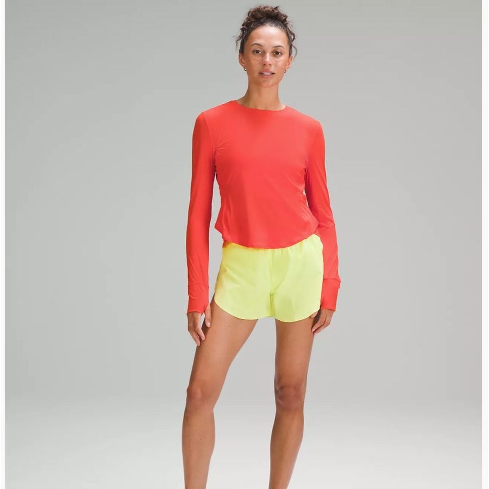 Lululemon Size 6 Orange UV Protection Fold-Over Running Long-Sleeve Shirt